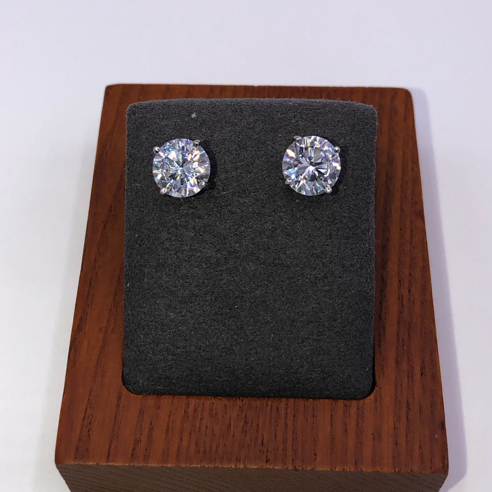 14k 2ct Round Solitaire Earrings - Picture 5 of 11